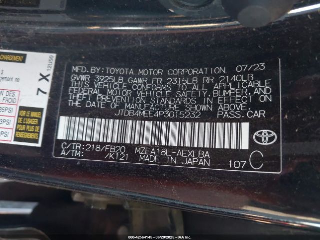 JTDB4MEE4P3015232 Toyota m20a-fks