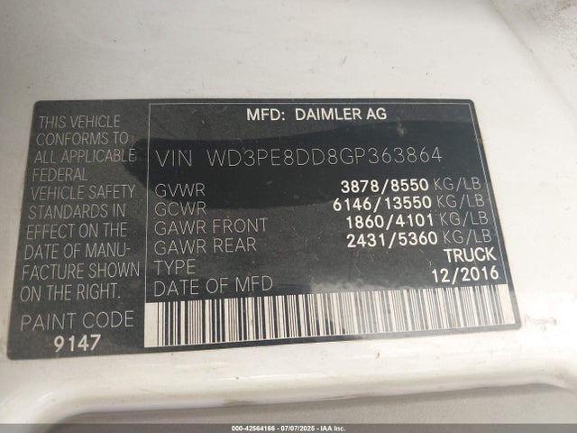 WD3PE8DD8GP363864 Mercedes-Benz 2016