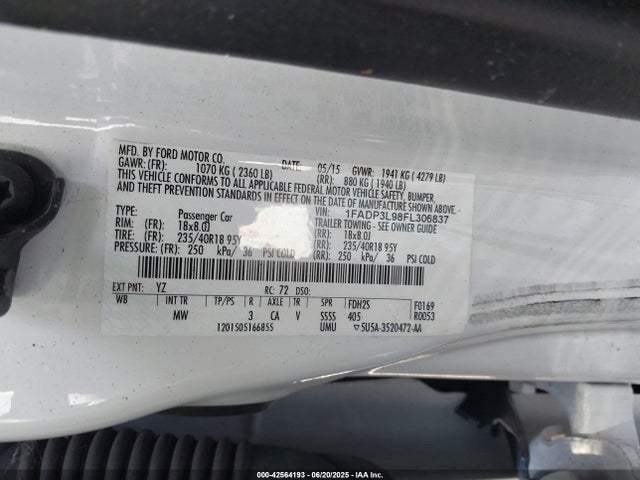 Ford 2015 2015 1FADP3L98FL306837 Image 9