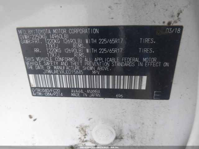 JTMRJREVXJD215845 Toyota 2ar-fxe, 2jm+2fm
