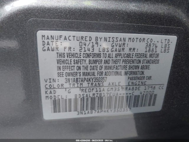 Nissan 2019 2019 3N1AB7AP4KY350357 Image 9