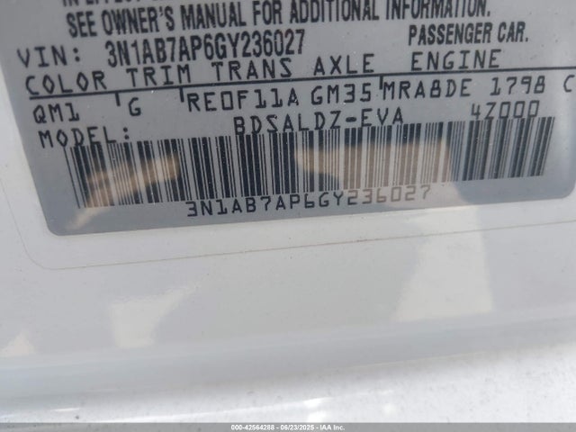 3N1AB7AP6GY236027 Nissan 2016