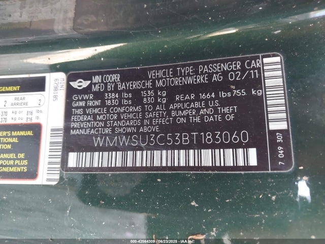 2011 MINI COOPER WMWSU3C53BT183060 Photo 8