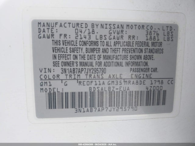 3N1AB7AP7JY295790 Nissan 2018