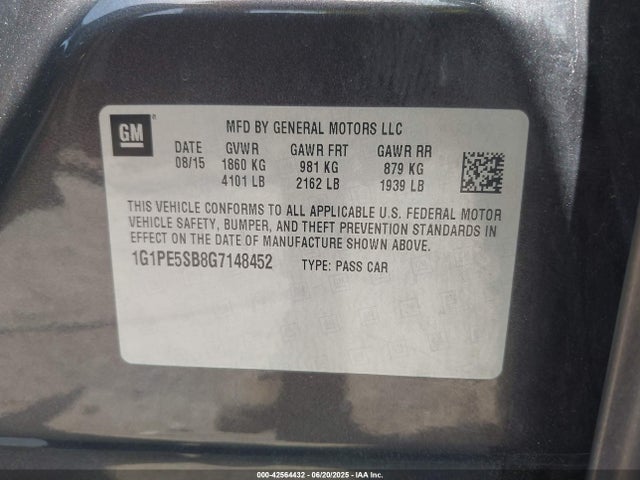 1G1PE5SB8G7148452 Chevrolet luv - vvt, alum, e85 max