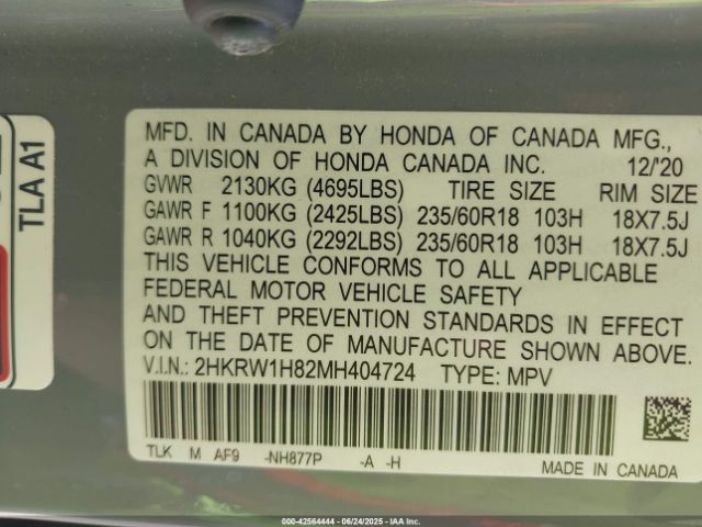 2021 HONDA CR-V 2HKRW1H82MH404724 Photo 8
