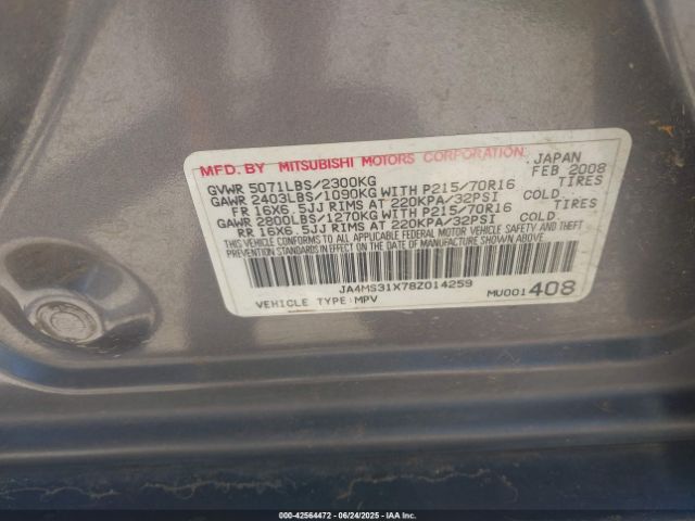 2008 MITSUBISHI OUTLANDER JA4MS31X78Z014259 Photo 8