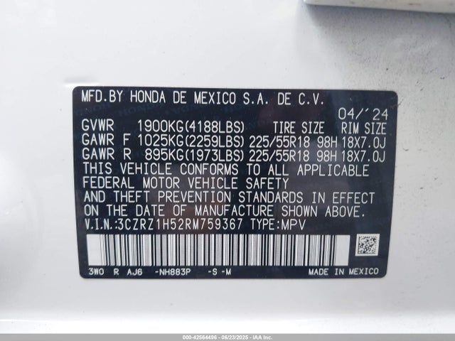 3CZRZ1H52RM759367 Honda k20z5