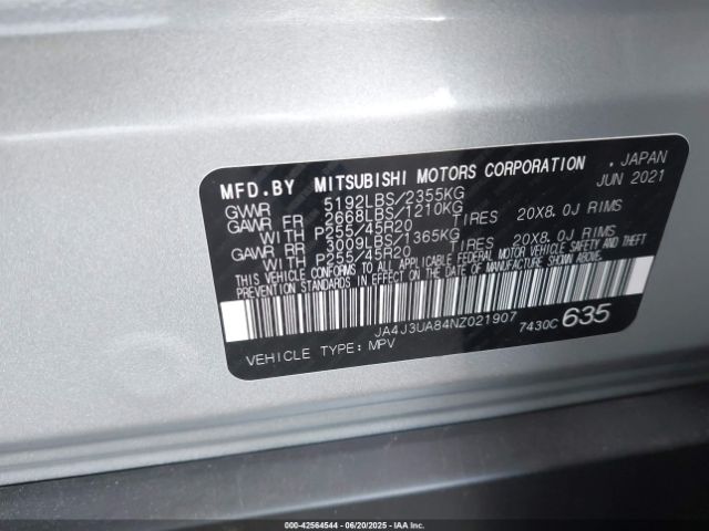 2022 MITSUBISHI OUTLANDER JA4J3UA84NZ021907 Photo 8