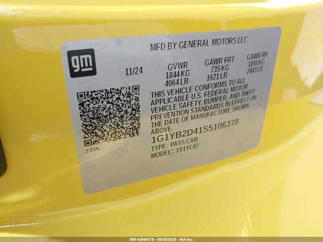 1G1YB2D41S5106378 Chevrolet lt2