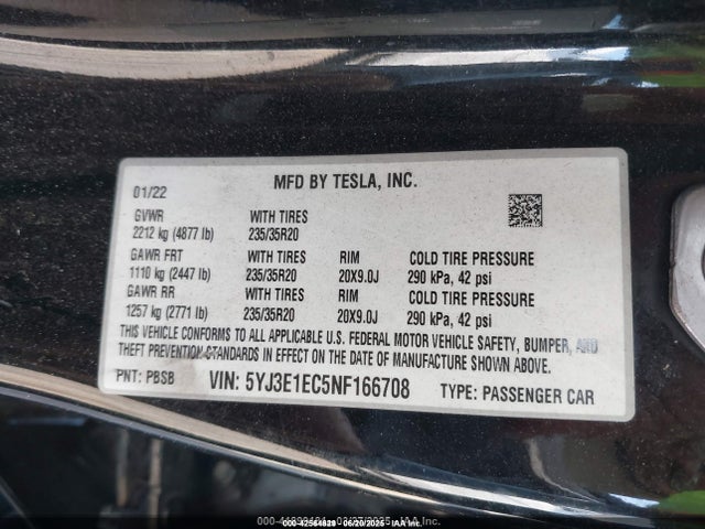 2022 TESLA MODEL 3 5YJ3E1EC5NF166708 Photo 8