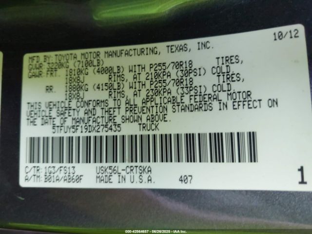 2013 TOYOTA TUNDRA 5TFUY5F19DX275435 Photo 8