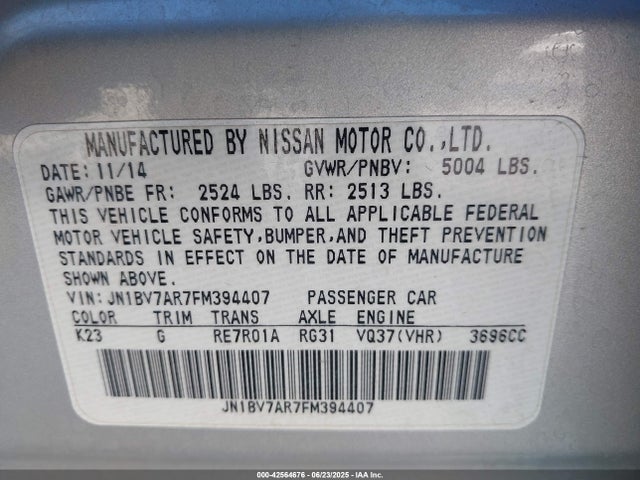 Infiniti 2015 2015 JN1BV7AR7FM394407 Image 9