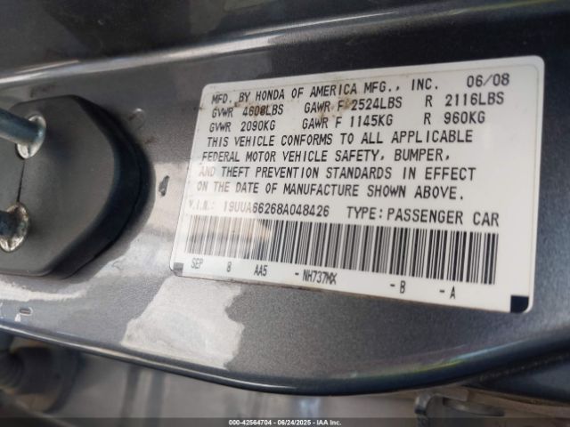 2008 ACURA TL 19UUA66268A048426 Photo 8