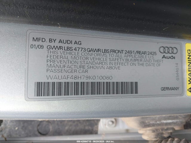 2009 AUDI A4 WAUAF48H79K010060 Photo 8