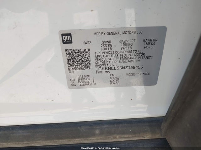 1GKKNLLS6NZ158455 GMC lgx