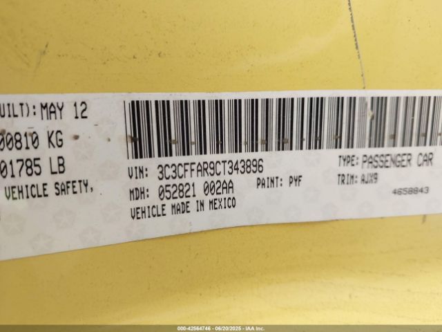 2012 FIAT 500 3C3CFFAR9CT343896 Photo 8