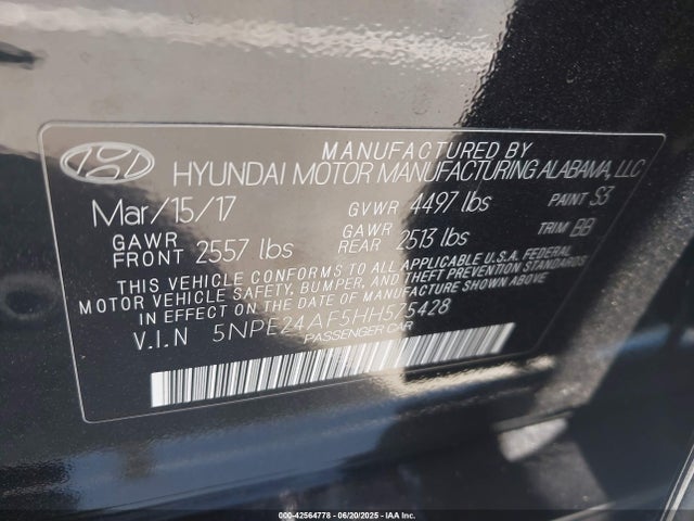 Hyundai Sonata 2017 5NPE24AF5HH575428 Image 9