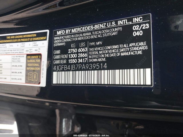 4JGFB4JB7PA939514 Mercedes-Benz m264