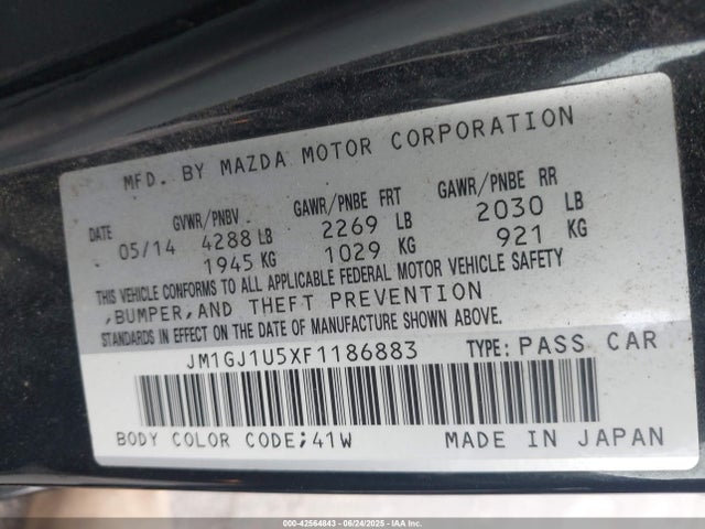 JM1GJ1U5XF1186883 Mazda MAZDA6