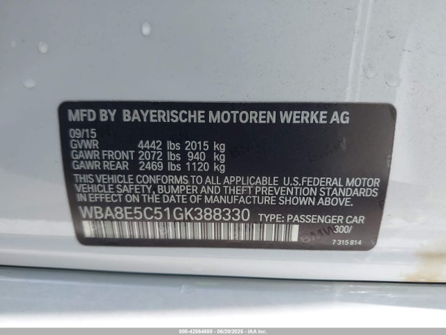 WBA8E5C51GK388330 BMW 2016