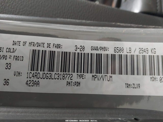 1C4RDJDG3LC318772 Dodge 2020