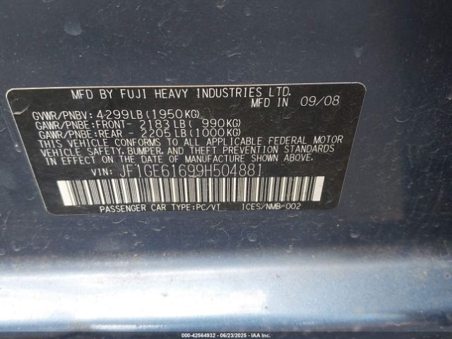 2009 SUBARU IMPREZA JF1GE61699H504881 Photo 8