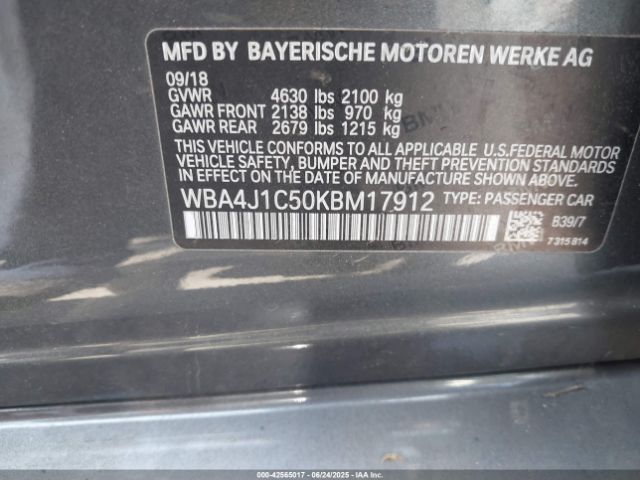 2019 BMW 430I GRAN COUPE WBA4J1C50KBM17912 Photo 8