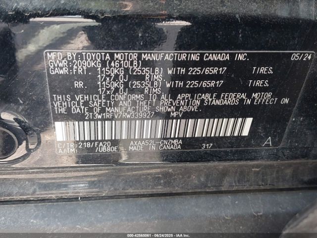 2T3W1RFV7RW339927 Toyota a25a-fks