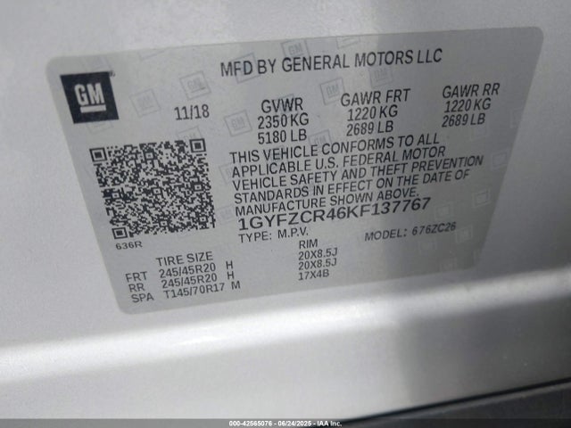 1GYFZCR46KF137767 Cadillac lsy - sidi, vvt, alum, var 3