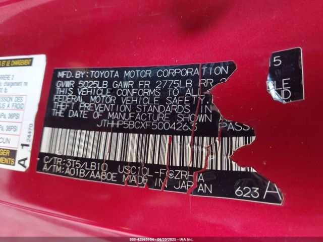 JTHHP5BCXF5004263 Lexus 2ur-gse