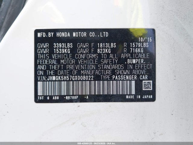 JHMGK5H57GX008022 Honda l15b1