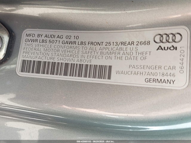 2010 AUDI A5 WAUCFAFH7AN018446 Photo 8