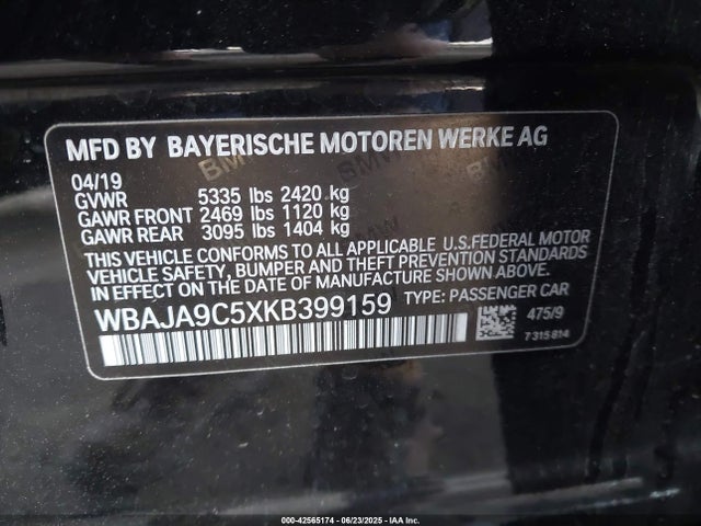 BMW 530e 2019 WBAJA9C5XKB399159 Image 9