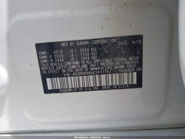 4S3BNAB6XK3011767 Subaru u5