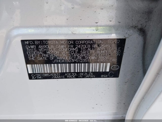 Lexus 8ar-fts 2023 JTHCA1D23P5123511 Image 9