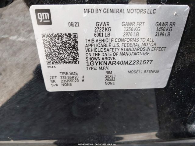 2021 CADILLAC XT5 1GYKNAR40MZ231577 Photo 8