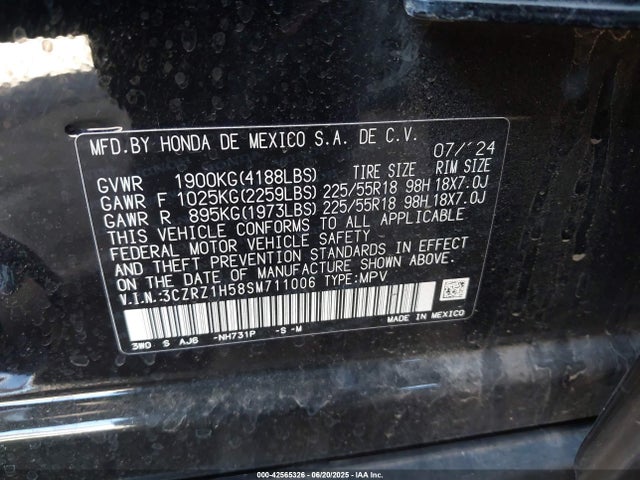 3CZRZ1H58SM711006 Honda k20z5