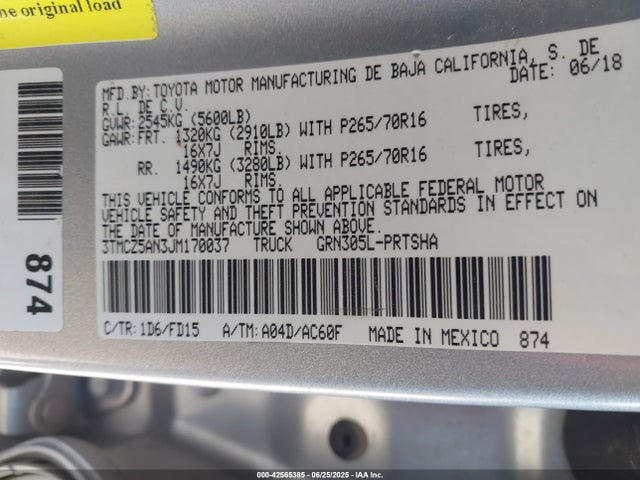 3TMCZ5AN3JM170037 Toyota 2gr-fks