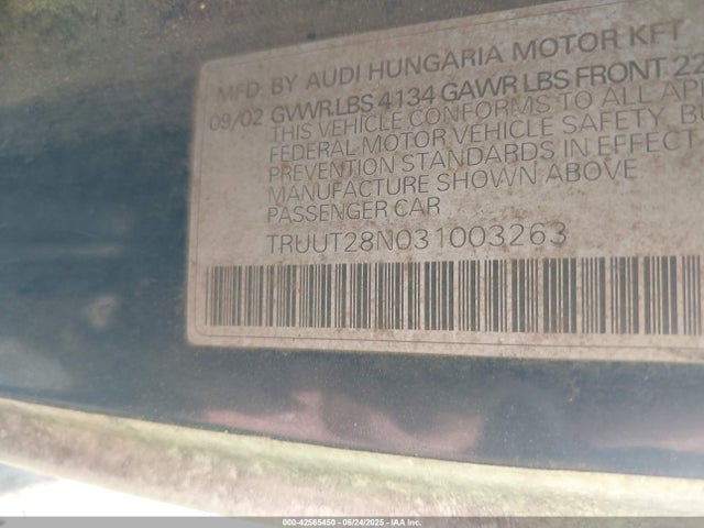 2003 AUDI TT TRUUT28N031003263 Photo 8