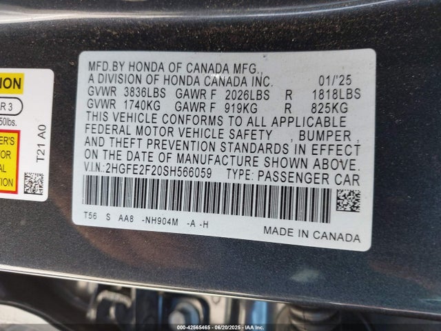 2HGFE2F20SH566059 Honda k20c9