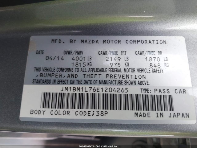 JM1BM1L76E1204265 Mazda pe