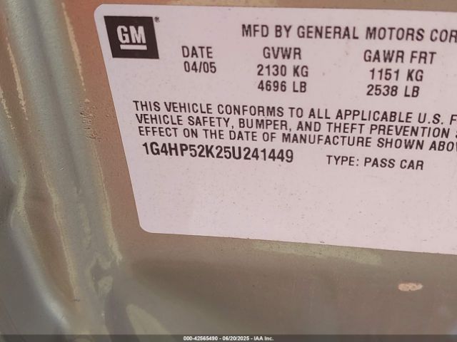 2005 BUICK LESABRE 1G4HP52K25U241449 Photo 8