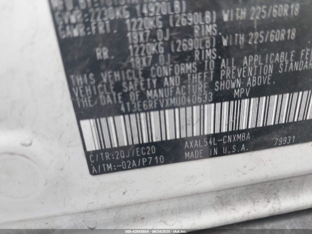 4T3E6RFVXMU040633 Toyota a25a-fxs, 3nm+4nm(li)