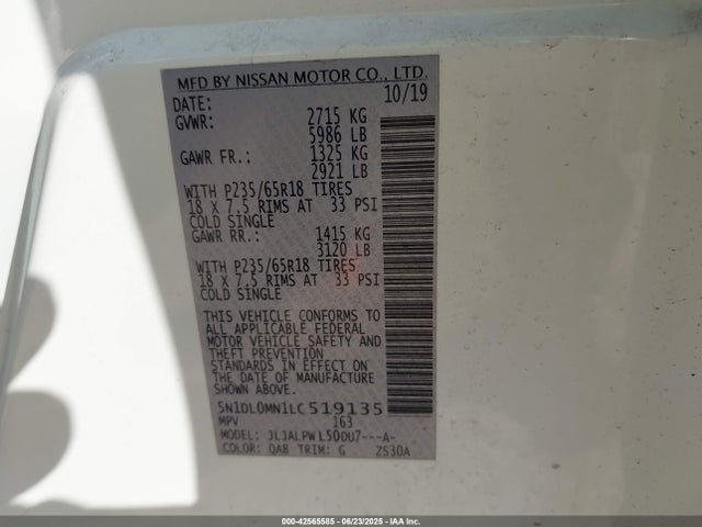 5N1DL0MN1LC519135 Infiniti QX60