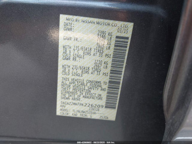 5N1AZ2MH7FN226209 Nissan 2015