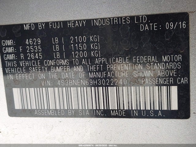 Subaru u4 2017 4S3BNEN69H3022240 Image 9