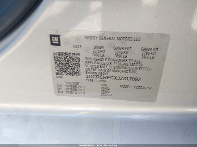 1GCRCRECXJZ317092 Chevrolet l83 - sidi: spark ignited direct injection, vvt: variable valve timing, afm, e85 max, alum