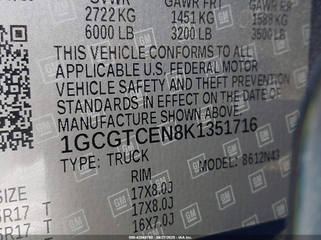 1GCGTCEN8K1351716 Chevrolet lg2 - di: direct injection, vvt: variable valve timing, alum, var2, gen2