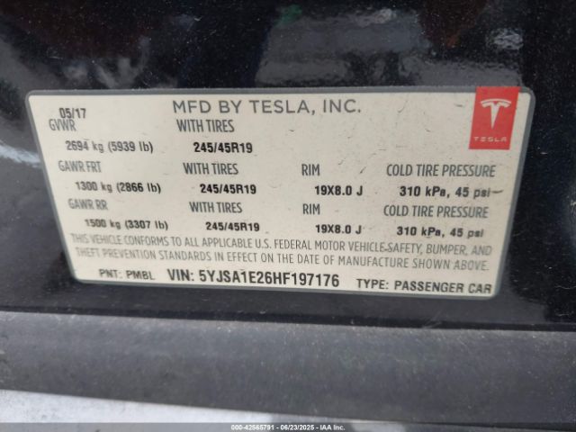 2017 TESLA MODEL S 5YJSA1E26HF197176 Photo 8